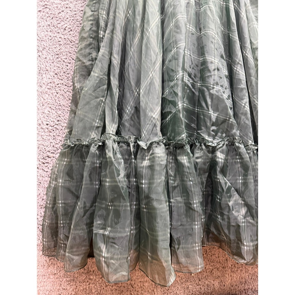 Jessakae Puff-Sleeve Cordelia Maxi Dress Green Plaid Womens Plus Size 4X - Picture 5 of 14